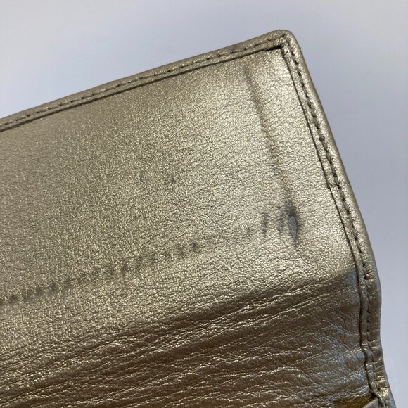 Vintage Coach Rare Ashley Floral Iris Tri-Fold Wallet Canvas and Leather Gold - Picture 8 of 12